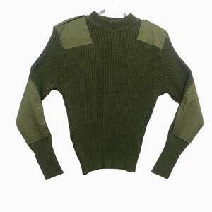 Vintage Valor Collection Sweater Mens 38 Olive Military Drab Epaulets Patches